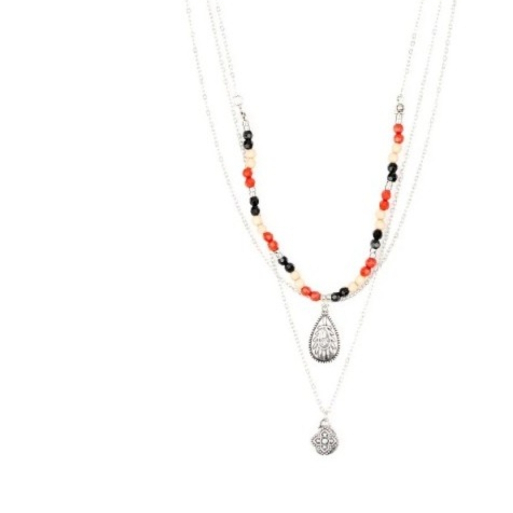 Paparazzi Silver Necklace with Modern Design Mild Wild Multi Colored Beaded